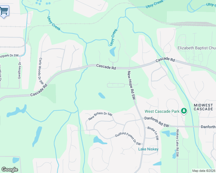 map of restaurants, bars, coffee shops, grocery stores, and more near 226 Cottesford Drive Southwest in Atlanta