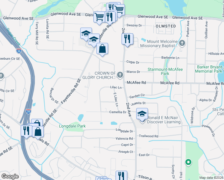 map of restaurants, bars, coffee shops, grocery stores, and more near 1908 Donna Place in Decatur