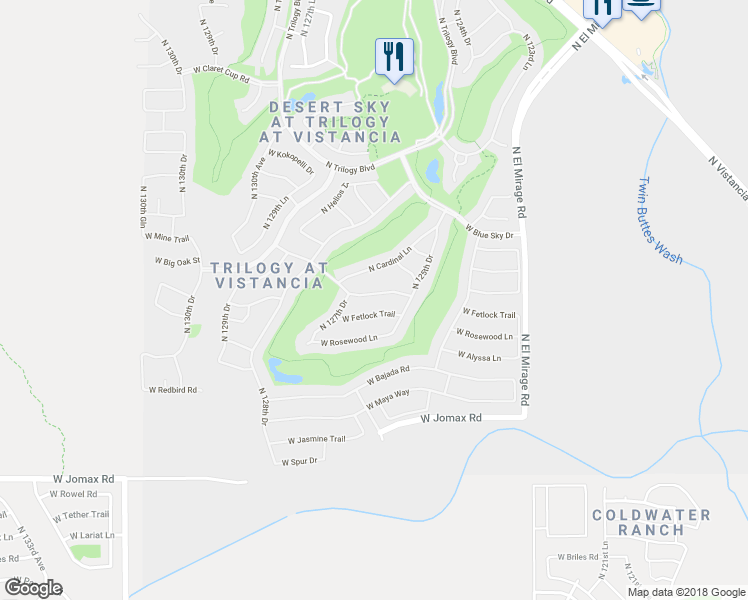 map of restaurants, bars, coffee shops, grocery stores, and more near 12647 West Pinnacle Vista Drive in Peoria