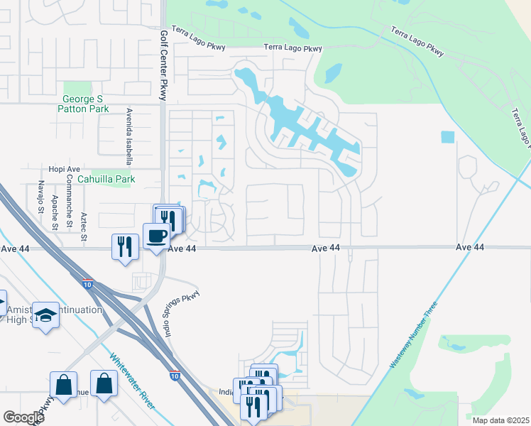 map of restaurants, bars, coffee shops, grocery stores, and more near 84372 Volare Avenue in Indio