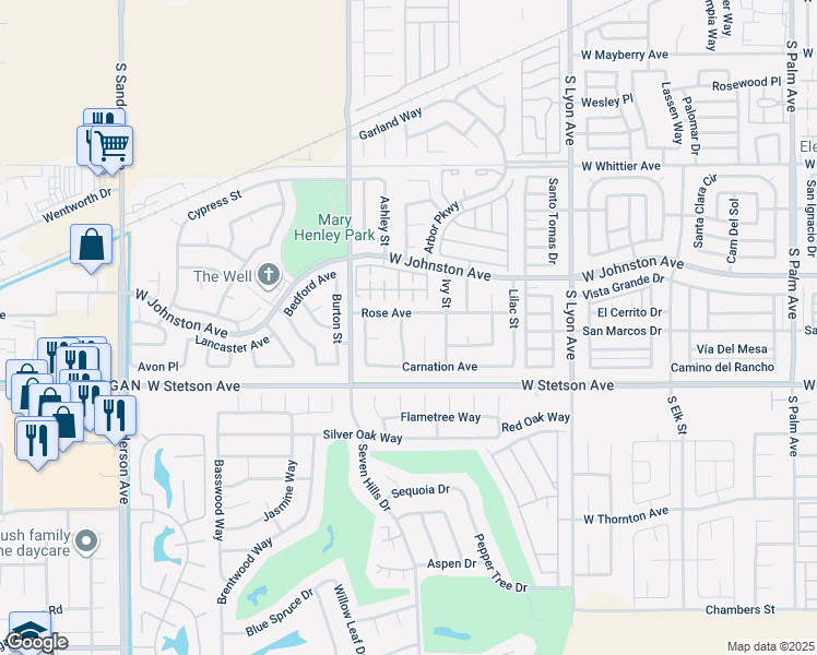 map of restaurants, bars, coffee shops, grocery stores, and more near 1022 Violet Street in Hemet