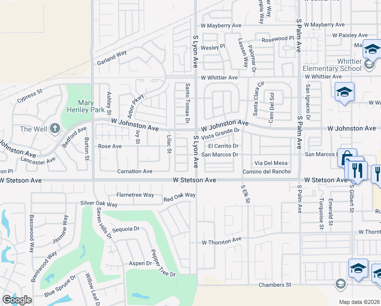 map of restaurants, bars, coffee shops, grocery stores, and more near 990 Santa Elena Way in Hemet