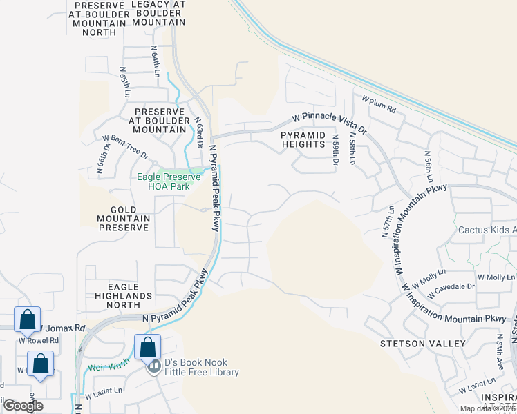 map of restaurants, bars, coffee shops, grocery stores, and more near 6240 West Fetlock Trail in Phoenix