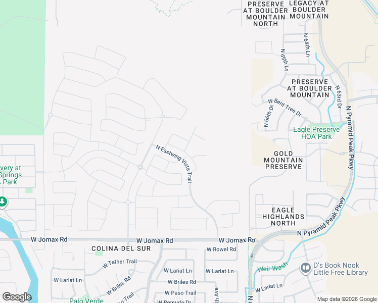 map of restaurants, bars, coffee shops, grocery stores, and more near 6616 West Gold Mountain Pass in Phoenix