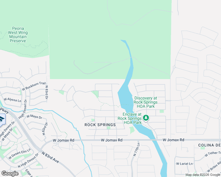 map of restaurants, bars, coffee shops, grocery stores, and more near 7932 West Fetlock Trail in Peoria