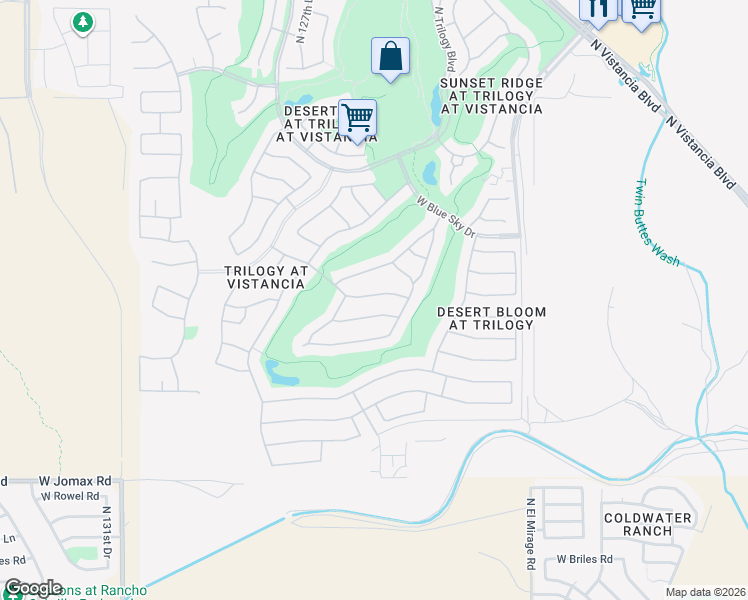 map of restaurants, bars, coffee shops, grocery stores, and more near 27471 North Cardinal Lane in Peoria