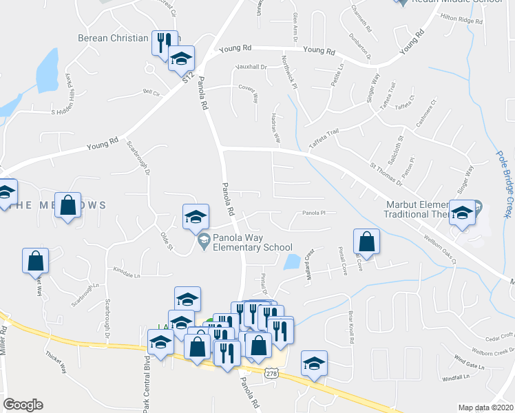 map of restaurants, bars, coffee shops, grocery stores, and more near 5450 Forest Pines Drive in Lithonia