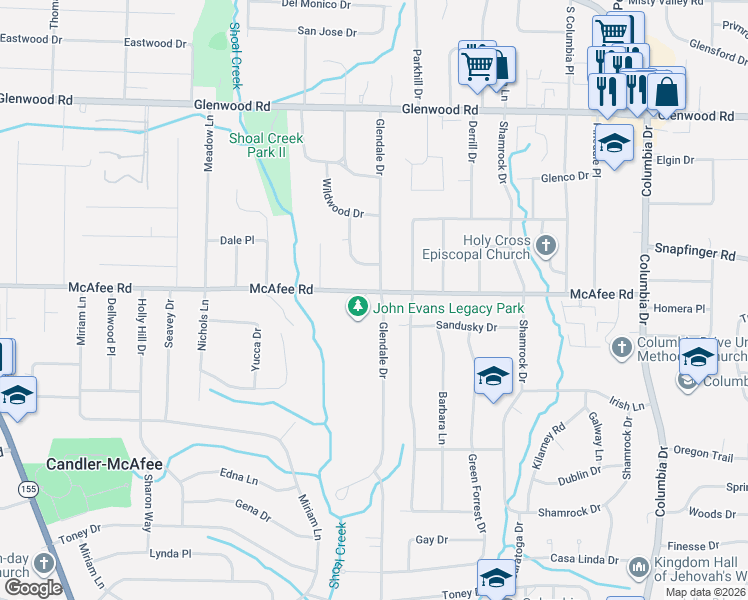 map of restaurants, bars, coffee shops, grocery stores, and more near 1997 Glendale Drive in Decatur
