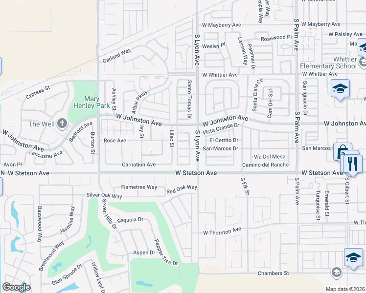map of restaurants, bars, coffee shops, grocery stores, and more near 1755 San Marcos Drive in Hemet
