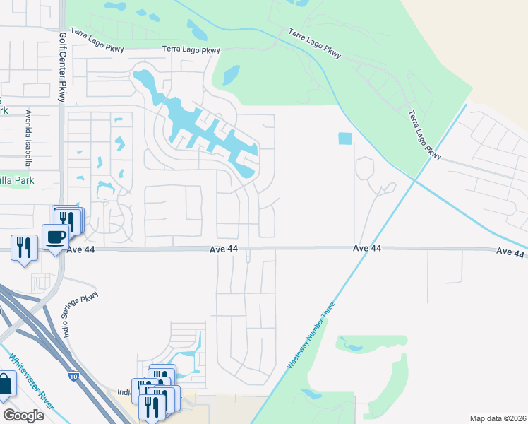 map of restaurants, bars, coffee shops, grocery stores, and more near 43650 Sentiero Drive in Indio