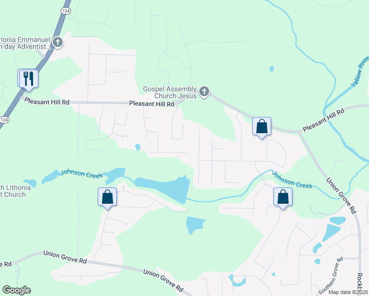 map of restaurants, bars, coffee shops, grocery stores, and more near 1954 Pleasant Walk in Lithonia