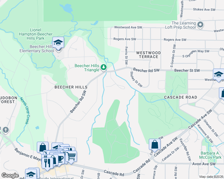 map of restaurants, bars, coffee shops, grocery stores, and more near 2062 Rector Drive Southwest in Atlanta