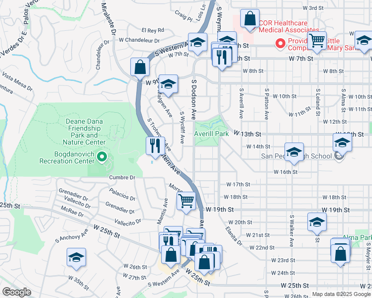 map of restaurants, bars, coffee shops, grocery stores, and more near 1623 West 14th Street in Los Angeles
