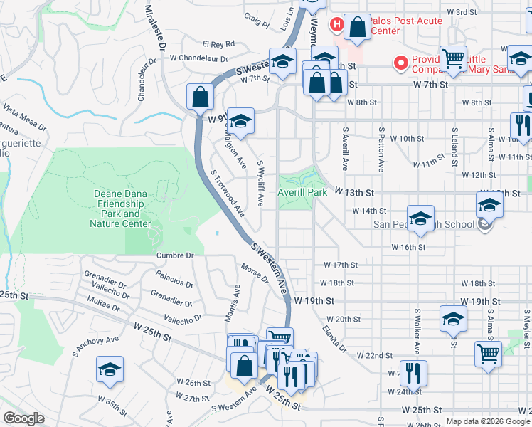map of restaurants, bars, coffee shops, grocery stores, and more near 1623 West 14th Street in Los Angeles