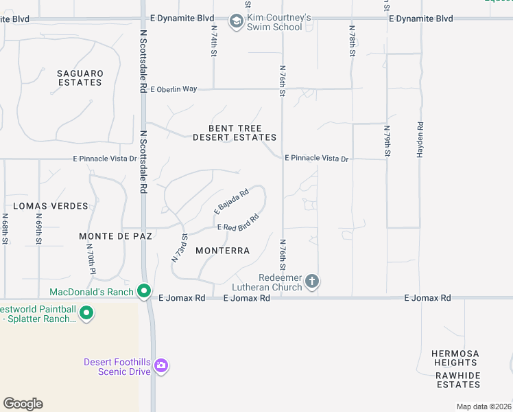 map of restaurants, bars, coffee shops, grocery stores, and more near 7523 East Bajada Road in Scottsdale
