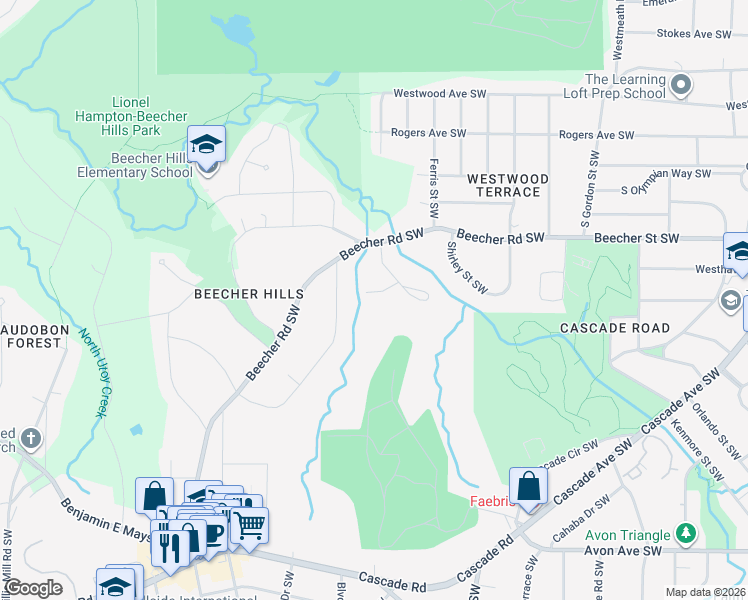 map of restaurants, bars, coffee shops, grocery stores, and more near 2062 Rector Drive Southwest in Atlanta