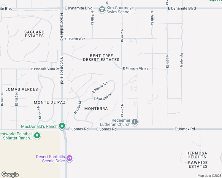 map of restaurants, bars, coffee shops, grocery stores, and more near 7523 East Bajada Road in Scottsdale