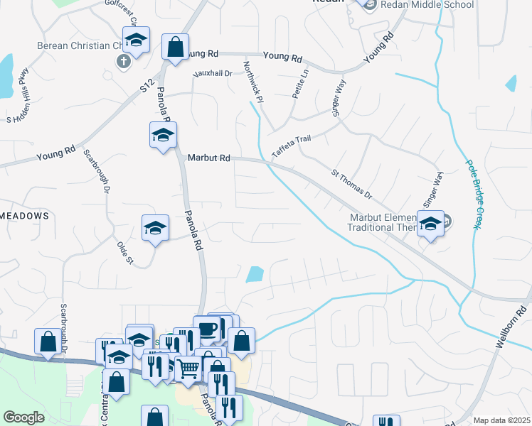 map of restaurants, bars, coffee shops, grocery stores, and more near 2014 Marbut Forest Drive in Lithonia