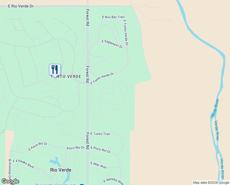 map of restaurants, bars, coffee shops, grocery stores, and more near 27124 North Sandstone Springs Road in Rio Verde