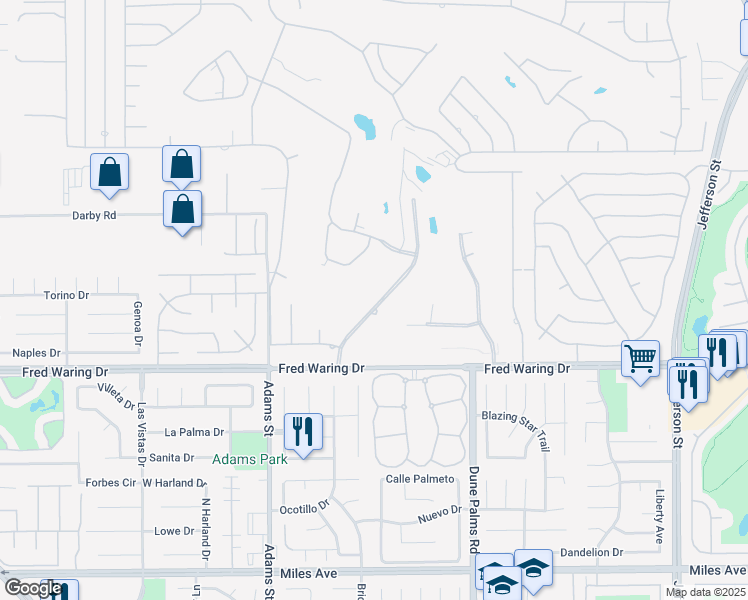 map of restaurants, bars, coffee shops, grocery stores, and more near 43761 Chapelton Drive in Bermuda Dunes