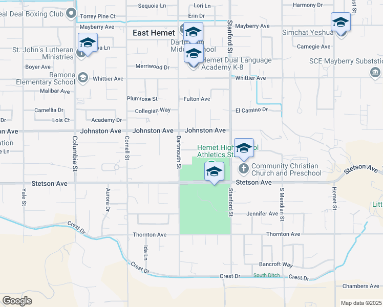 map of restaurants, bars, coffee shops, grocery stores, and more near 41559 Lomas Street in Hemet