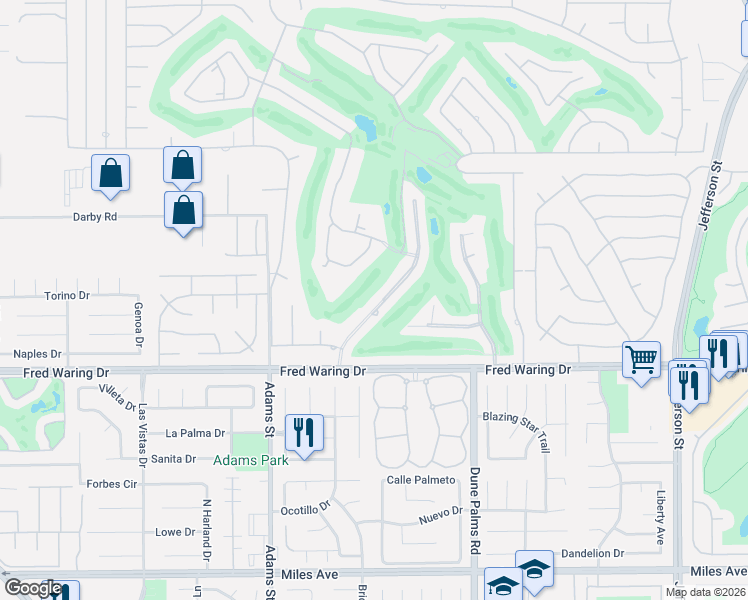 map of restaurants, bars, coffee shops, grocery stores, and more near 43761 Chapelton Drive in Bermuda Dunes