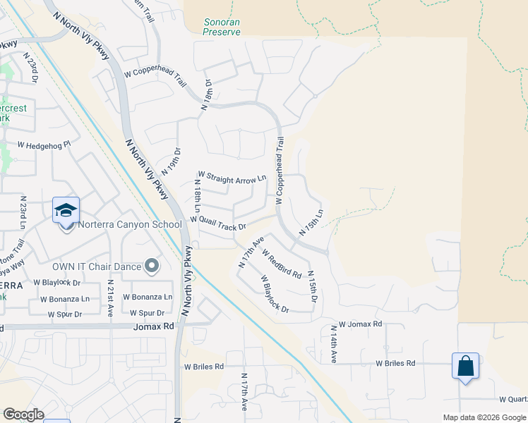 map of restaurants, bars, coffee shops, grocery stores, and more near 27230 North 16th Lane in Phoenix