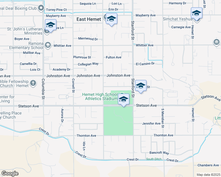map of restaurants, bars, coffee shops, grocery stores, and more near 41559 Lomas Street in Hemet