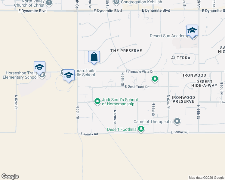 map of restaurants, bars, coffee shops, grocery stores, and more near 5847 East Quail Track Drive in Scottsdale