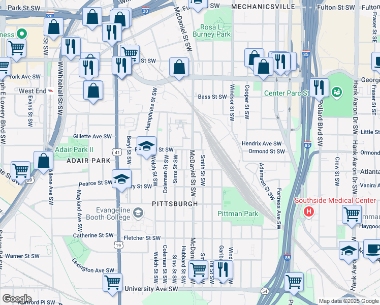 map of restaurants, bars, coffee shops, grocery stores, and more near 851 McDaniel Street Southwest in Atlanta