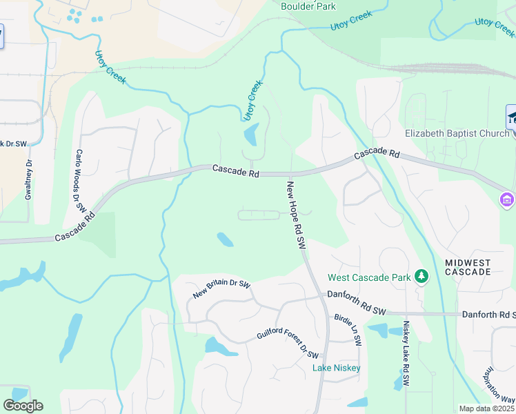 map of restaurants, bars, coffee shops, grocery stores, and more near 132 Cottesford Drive Southwest in Atlanta