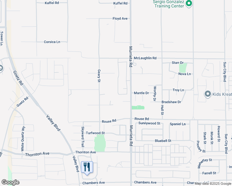 map of restaurants, bars, coffee shops, grocery stores, and more near 26787 Calle Emiliano in Menifee
