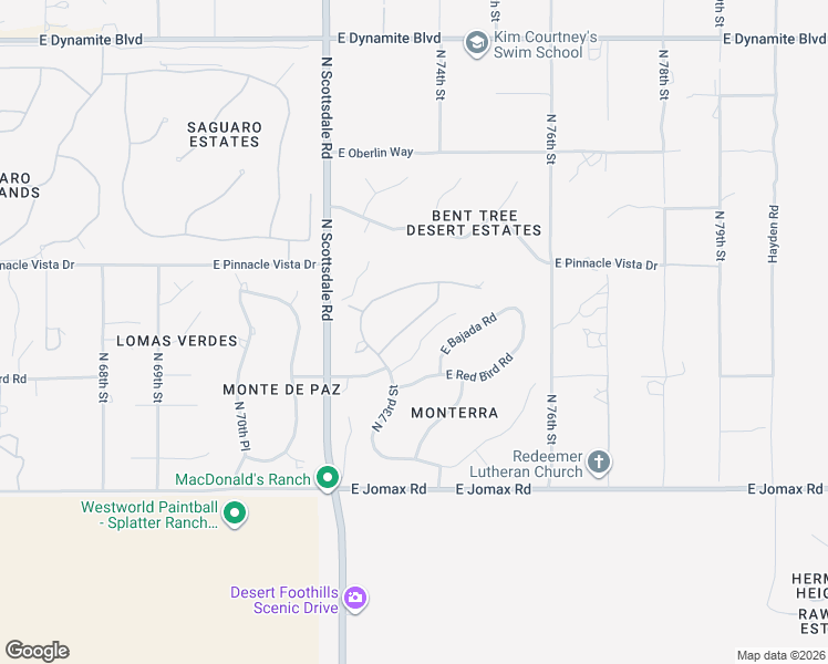 map of restaurants, bars, coffee shops, grocery stores, and more near 7347 East Quail Track Road in Scottsdale