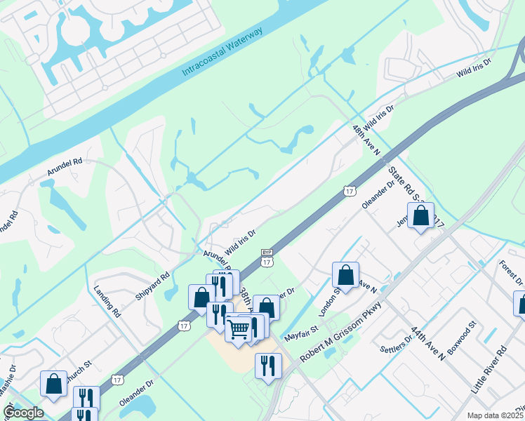 map of restaurants, bars, coffee shops, grocery stores, and more near 4661 Magnolia Street in Myrtle Beach