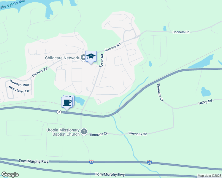 map of restaurants, bars, coffee shops, grocery stores, and more near 1022 Balsam Wood Trail in Villa Rica