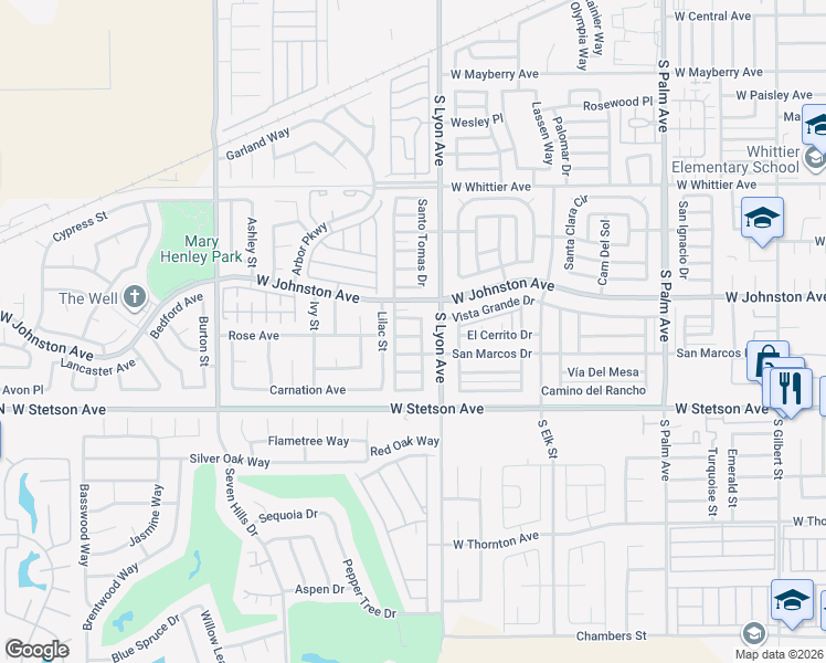 map of restaurants, bars, coffee shops, grocery stores, and more near 1730 San Simeon Drive in Hemet