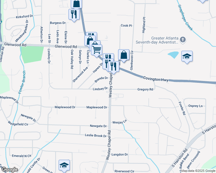 map of restaurants, bars, coffee shops, grocery stores, and more near 1987 Wesley Chapel Road in Decatur