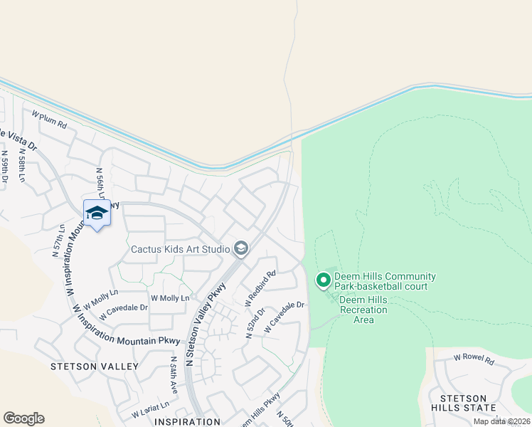 map of restaurants, bars, coffee shops, grocery stores, and more near 27307 North 52nd Lane in Phoenix