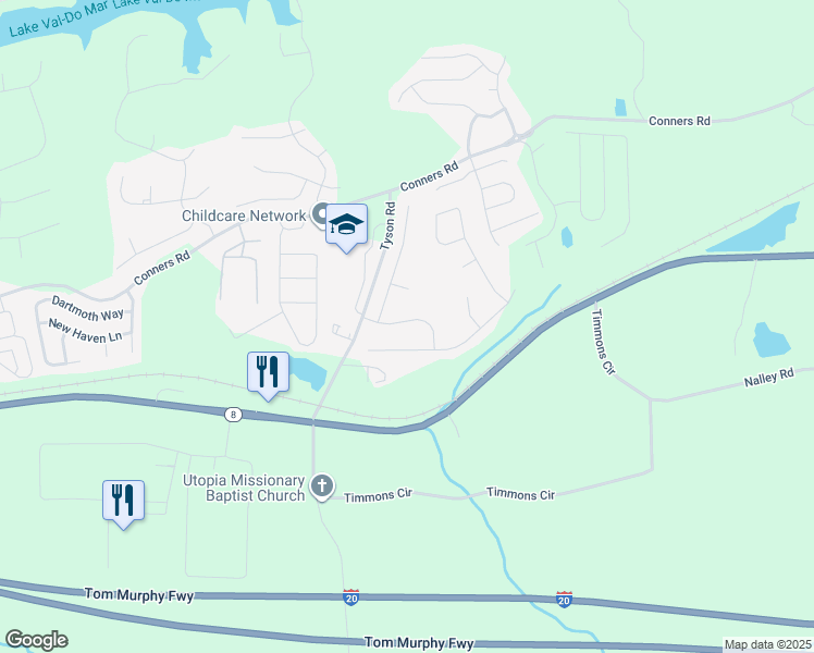 map of restaurants, bars, coffee shops, grocery stores, and more near 1022 Balsam Wood Trail in Villa Rica