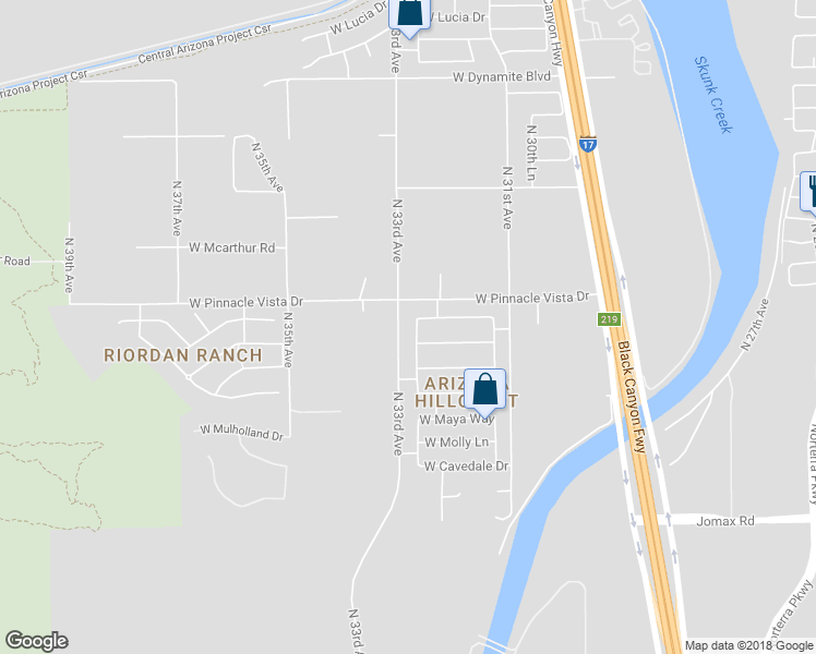 map of restaurants, bars, coffee shops, grocery stores, and more near 27212 North 32nd Lane in Phoenix