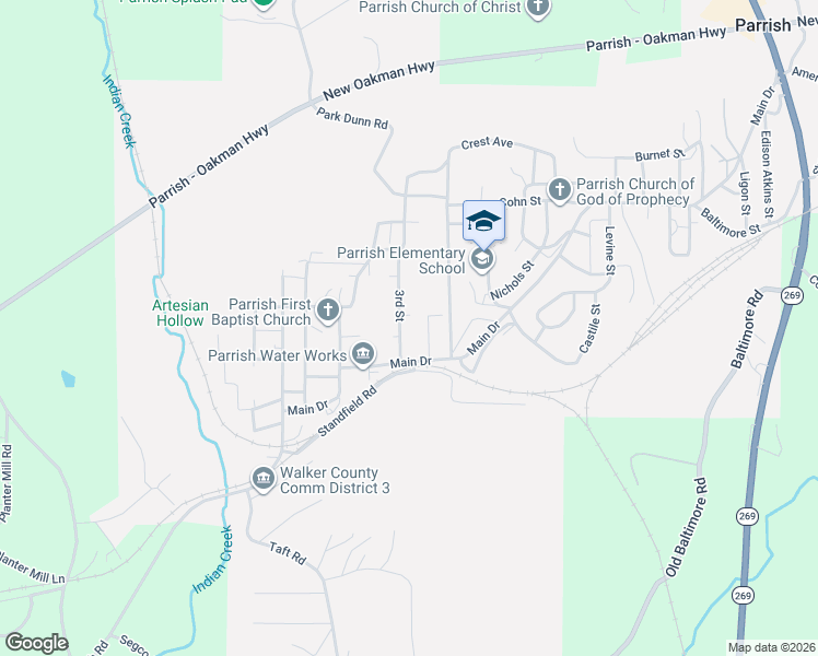 map of restaurants, bars, coffee shops, grocery stores, and more near 32-230 3rd Street in Parrish