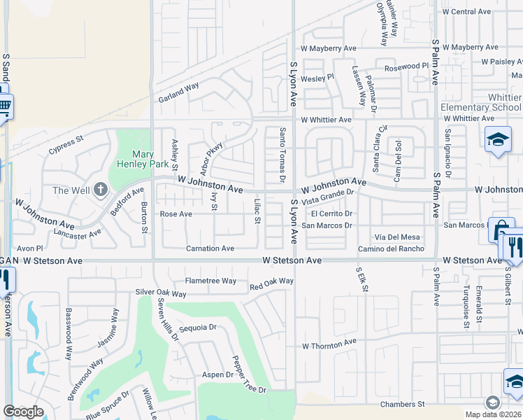 map of restaurants, bars, coffee shops, grocery stores, and more near 945 Santa Teresa Way in Hemet
