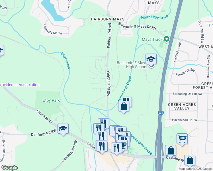 map of restaurants, bars, coffee shops, grocery stores, and more near in Atlanta