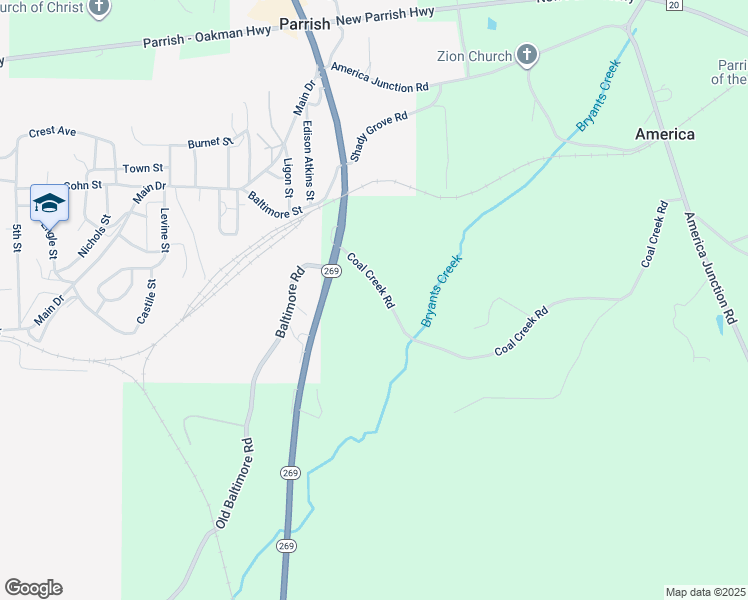 map of restaurants, bars, coffee shops, grocery stores, and more near 35 Tornado Aly in Parrish