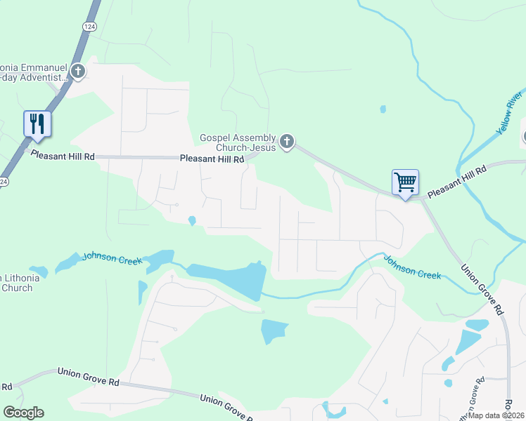 map of restaurants, bars, coffee shops, grocery stores, and more near 1954 Pleasant Walk in Lithonia