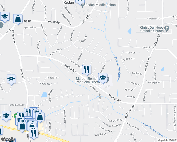map of restaurants, bars, coffee shops, grocery stores, and more near 1966 Matthew Way in Lithonia