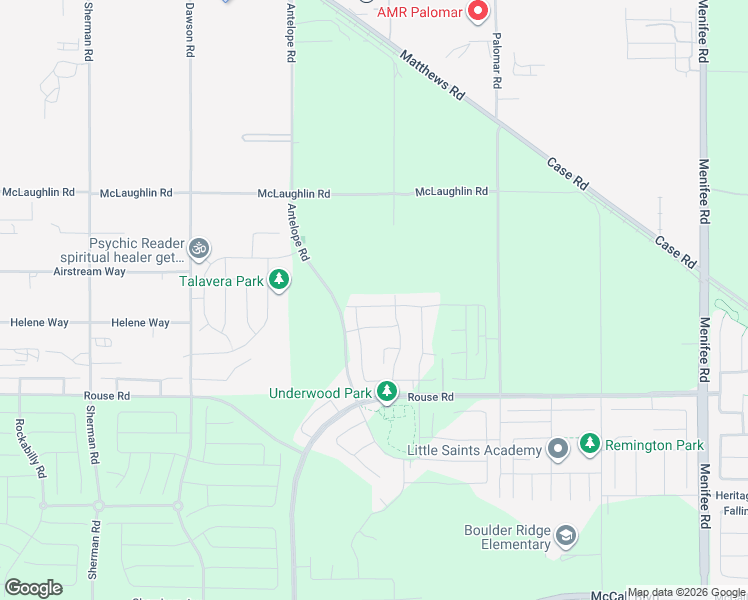 map of restaurants, bars, coffee shops, grocery stores, and more near 26625 San Jacinto Rd in Menifee