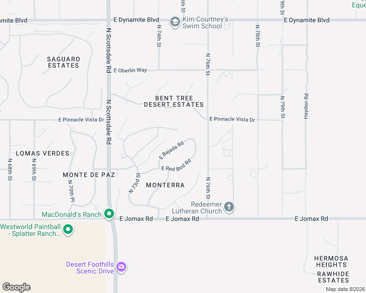 map of restaurants, bars, coffee shops, grocery stores, and more near 7523 East Bajada Road in Scottsdale