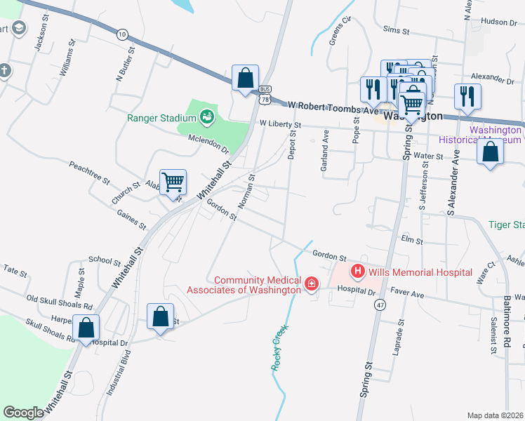 map of restaurants, bars, coffee shops, grocery stores, and more near 321 McGuire Street in Washington