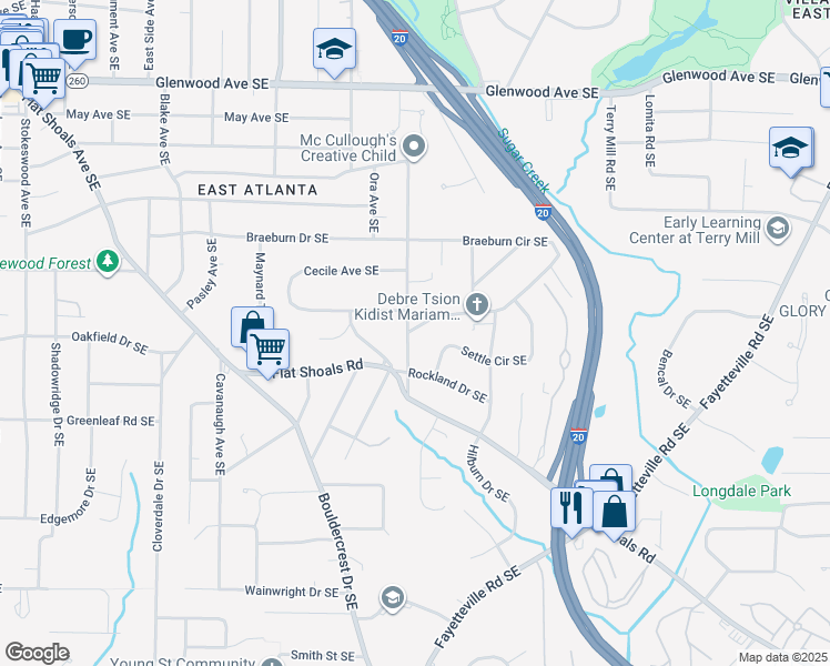 map of restaurants, bars, coffee shops, grocery stores, and more near 810 Clifton Road Southeast in Atlanta